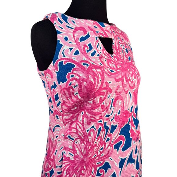 Just Taylor Size 4P Sleeveless Pink & Blue Floral Textured Shift Dress - Picture 11 of 14